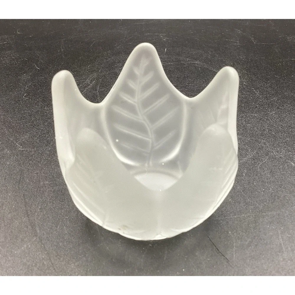 Set of 3 Partylite Candle Tea Light Holders Leaf‎ Lotus Blossom Design Frosted